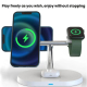 Chargeur Sans Fil Magnétique 3 En 1 Pour Téléphone Montre Et Écouteurs Support De Bureau Réglable 15 W Compatible Qi - www.yo...