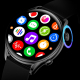 Montre Connectée Santé avec Écran Rond 1.32 Pouces Bracelet Cuir Surveillance Température Corporelle ECG Tension Artérielle A...