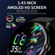Montre Connectée AMOLED 1.43 Pouces Contrôle Santé et Appels BT Surveillance Fréquence Cardiaque Tension Oxygène Batterie Lon...