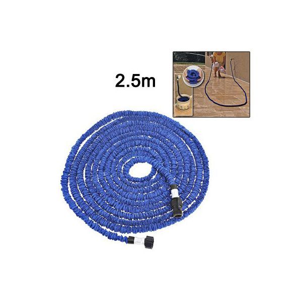 tuyau d'arrosage 2.5 m extensible 8 m&egrave;tres r&eacute;tractable anti-n&oelig;ud bleu