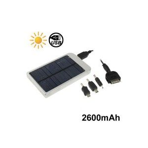 batterie solaire universelle iphone smartphone 2600 mah argent batterie externe smartphone énergie solaire