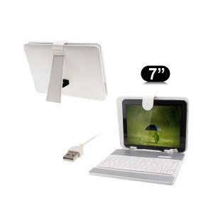 housse clavier universelle tablette tactile 7 pouces support etui blanc