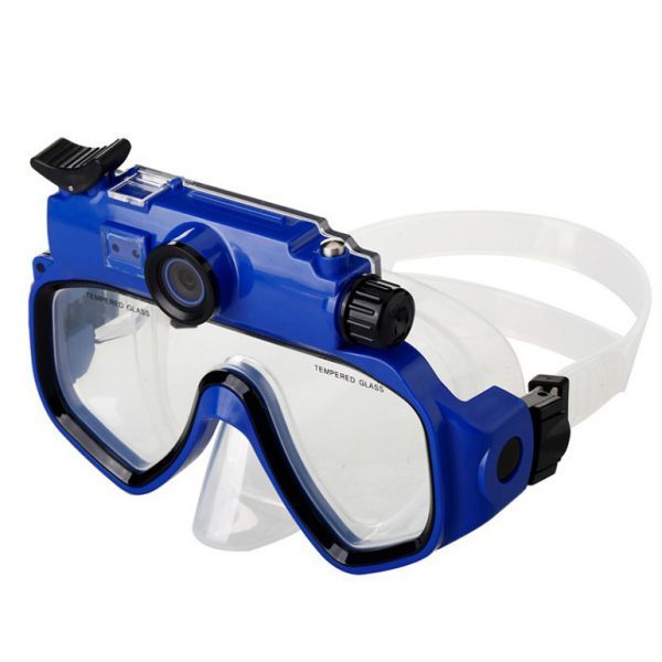 masque de plongee camera hd 720p 5mp etanche 30m bleu