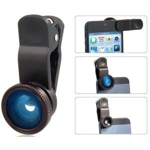 objectif fisheye grand angle macro 3 en 1 smartphone universel noir