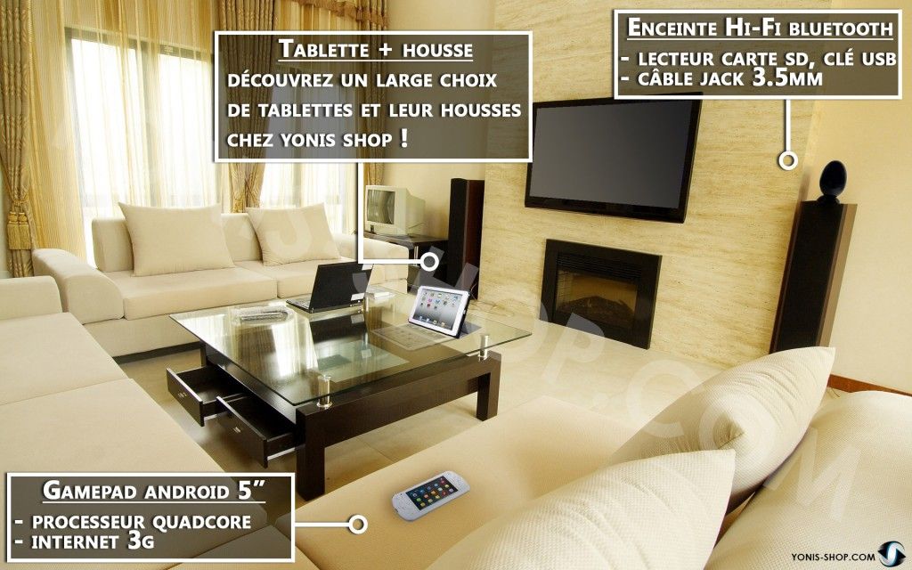 Mise en sc&egrave;ne de produits Yonis dans le salon