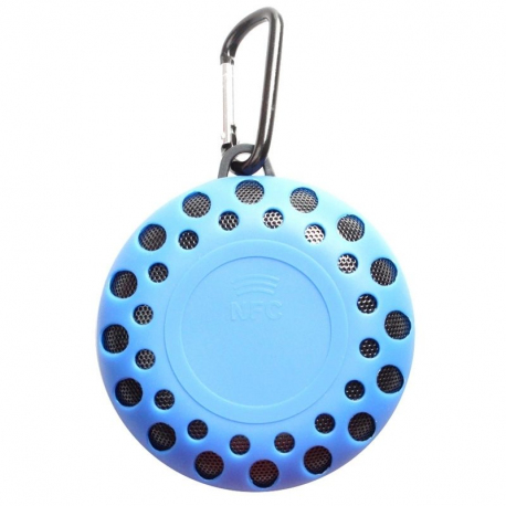 Mini Enceinte Bluetooth Ronde Kit Mains Libres NFC Waterproof Outdoor Bleu