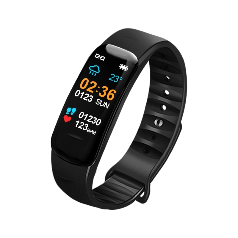 Bracelet Connect&eacute; Sport Android IOS Traqueur D&rsquo;activit&eacute; Podom&egrave;tre Cardio Pression &Eacute;tanche IP67 - Couleur Noir
