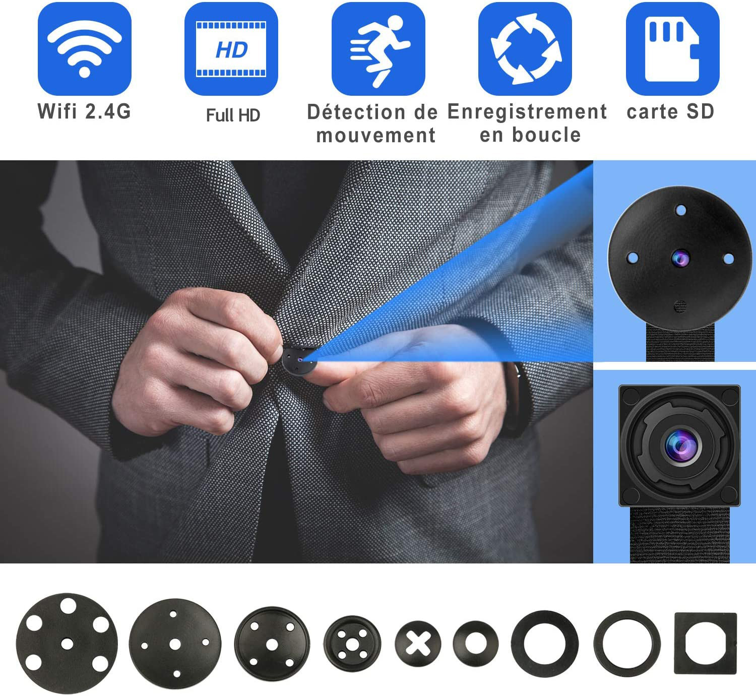 Lunettes Caméra Espion HD 1080P - Mémoire Intégrée 128 Go, 36 G, Batterie 120 Min, Stabilisation EIS, Plug & Play Sans Wi-Fi