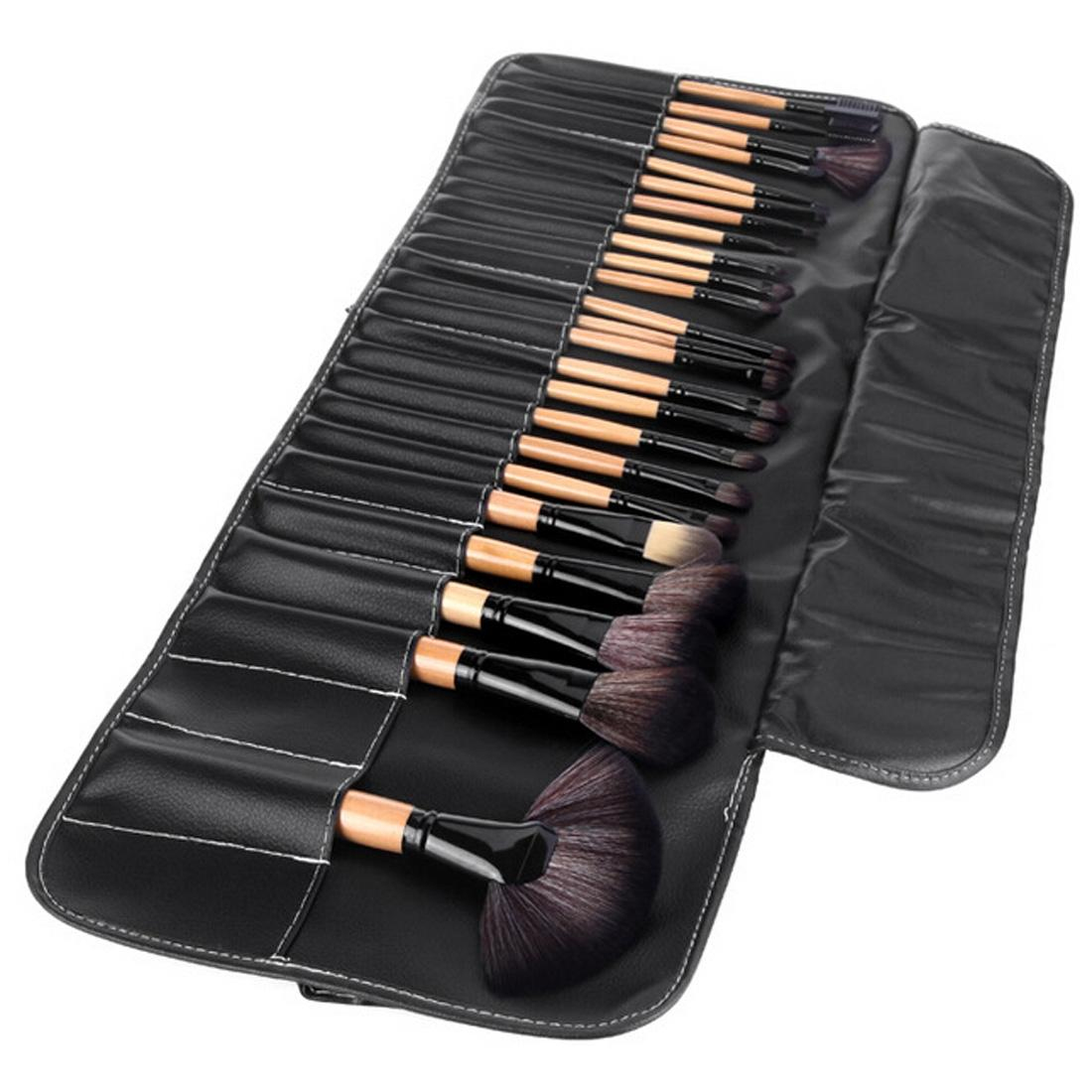 sacoche cuir du kit de pinceaux maquillage