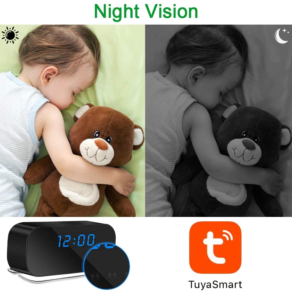 Un réveil caméra espion doté d'un capteur IR pour une vision même de nuit